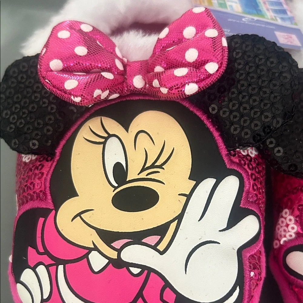 Disney Minnie Mouse Hot Pink Sequin Slippers Size 11/12 (Toddler) -  NWT